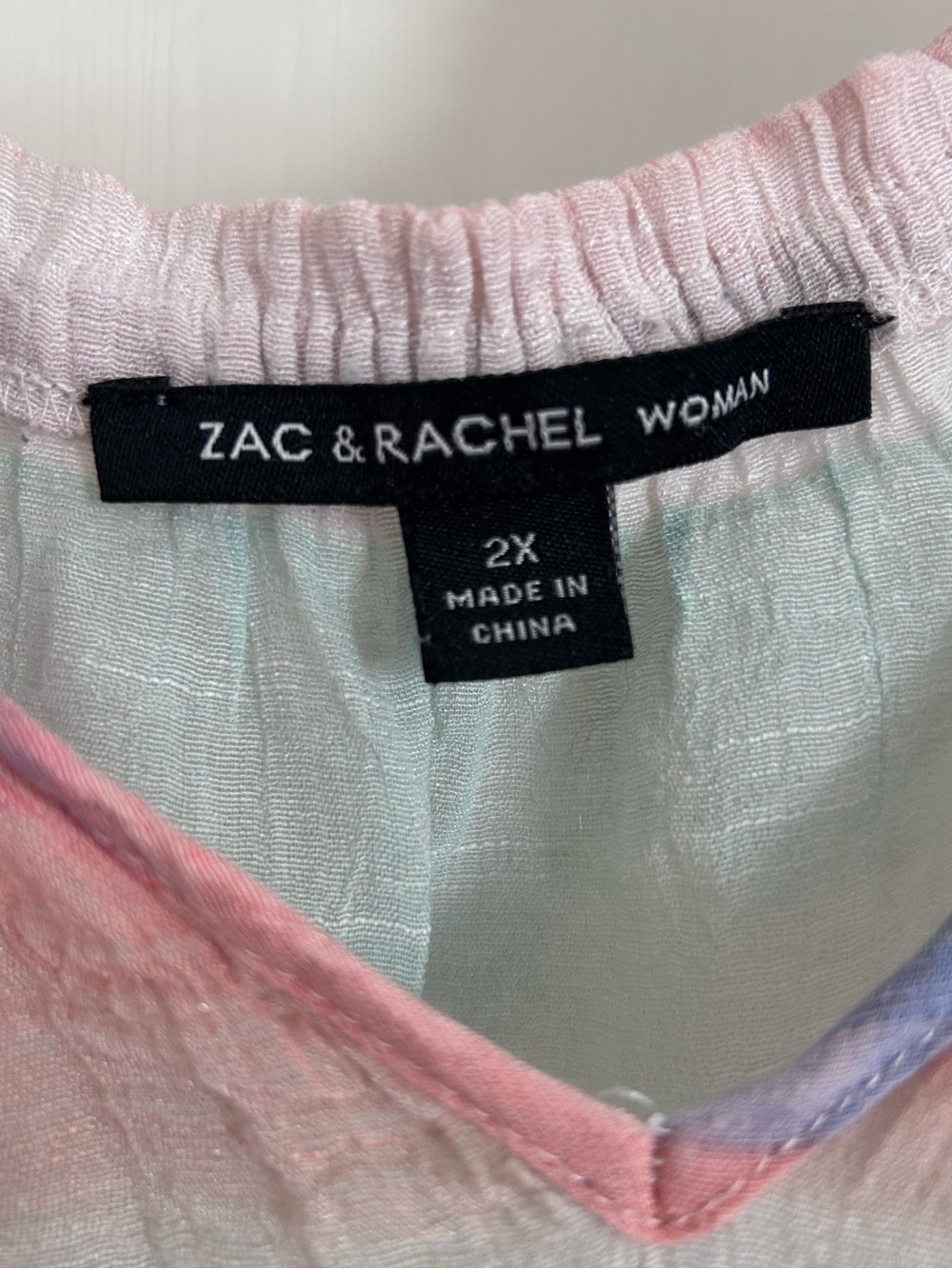 Zac & Rachel | Pastel Multi-Stripe Peasant tunic | Size 2X - Picture 4 of 5